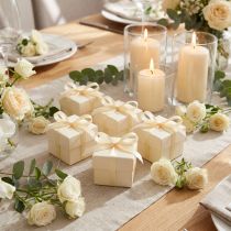Prodotto Nastro regalo decorativo in crema, nastro di raso 6 mm × 50 m