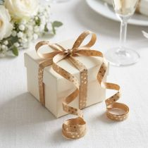 Prodotto Nastro regalo per arricciare il nastro con cuori marrone oro 10 mm 100 m