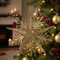 Prodotto Fiocco di neve effetto 3D oro 16 cm x 15,5 cm 2 pz