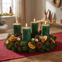 Prodotto Candele a colonna Premium, verde scuro, 70x100 mm, set da 4, lunga durata di combustione