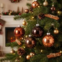 Prodotto Palline di Natale in vetro marrone mix palline per albero lucide Ø7,5 cm 12 pezzi
