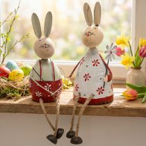 Prodotto Coniglietto con seggiolino per bambini Pasqua in legno, metallo H21/23cm set di 2