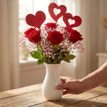 Prodotto Spina fiore cuore, decorazione in legno da attaccare, San Valentino, spina decorativa rossa, Festa della mamma L31-33cm 24 pezzi
