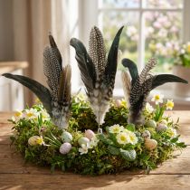 Prodotto Pennacchio su molla in metallo Decorazione primaverile Piume vere 25cm 5pz