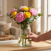 Prodotto Vaso per fiori in vetro trasparente vaso per decorazione in vetro H20cm