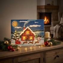 Prodotto Quadro LED Natale Babbo Natale con pupazzo di neve Murale LED 38x28cm