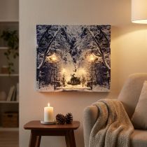Prodotto Quadro a LED parco paesaggistico invernale con lanterne Murale a LED 58x38cm