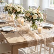Prodotto Runner da tavolo Sizoweb in pile decorativo beige 30 cm 5 m