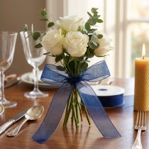 Prodotto Nastro in organza nastro regalo nastro blu scuro cimosa blu 15mm 50m