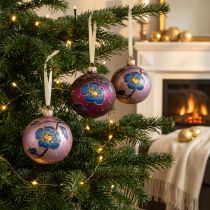Prodotto Palle di Natale in vetro viola Palle per albero di Natale fiore Ø8cm 6pz
