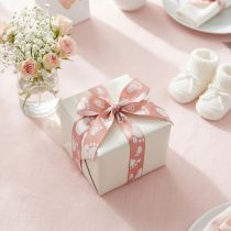 Prodotto Nastro regalo con piedini di neonato Decorazione per battesimo Nastro rosa 25 mm, 16 m
