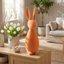 Prodotto Coniglietto pasquale decorativo, arancione albicocca floccato, H69cm