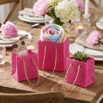 Prodotto Sacchetti regalo con manici carta rosa giallo verde aspetto tessile 10,5 cm 12 pezzi