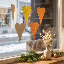 Prodotto Decorazione da appendere finestra cuori in metallo, cuori decorativi da appendere beige/giallo/arancione H10cm 6pz