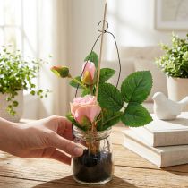 Prodotto Rosa nel bicchiere rosa H23cm