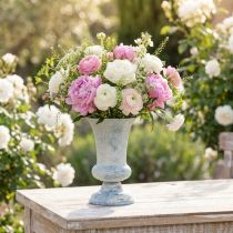 Prodotto Vaso antico a forma di calice bianco e blu, Ø17cm H24cm