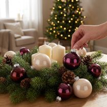 Prodotto Palline per albero di Natale Palline per albero in vetro Berry Mix Ø5cm 24 pezzi Berry rosa beige crema lucido