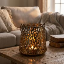 Prodotto Deco lanterna decorazione da tavolo porta tealight oro antico 14,5 cm