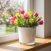 Prodotto Vaso da fiori in vetro bianco fioriera in vetro vasca Ø14,5 cm H12,5 cm