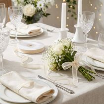 Prodotto Nastro decorativo nastro regalo cimosa di organza color crema 6 mm 50 m