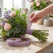 Prodotto Nastro decorativo nastro di lino viola naturale 25mm 20m