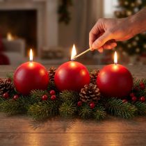 Prodotto Set di 6 candele a sfera rosse, 100 mm - Perfette per decorazioni natalizie e occasioni festive, lunga durata di combustione