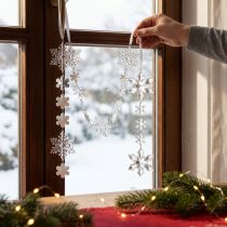 Prodotto Ghirlanda invernale cristalli di ghiaccio trasparente argento bianco L150 cm 2 pezzi