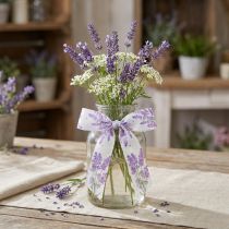 Prodotto Nastro nastro di seta lavanda con bouquet di lavanda 40mm 15m