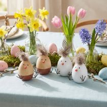 Prodotto Pulcino di Pasqua Piume di pulcino dell'uovo di Pasqua Bianco Naturale H9 cm 4 pz
