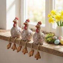 Prodotto Divertente sgabello con bordo decorativo in ceramica pollo Pasqua 9,5 cm 3 pz