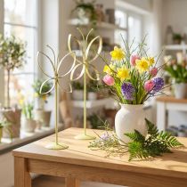 Prodotto Supporto decorativo in metallo farfalla verde oro H29cm 2 pz