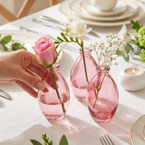 Prodotto Vaso bulboso, mini vasi, vetro rosa sfumato, Ø7cm, H12cm, 6 pezzi