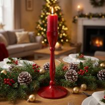 Prodotto Portacandele per candele coniche Portacandele conico Rosso H17cm