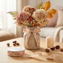 Prodotto Nastro decorativo autunnale in tessuto decorativo beige rosa antico 25mm 20m
