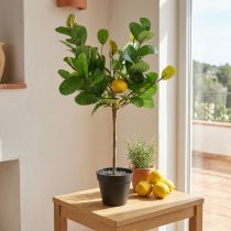 Prodotto Albero di limone artificiale in vaso, stile mediterraneo, pianta artificiale di facile manutenzione, albero di agrumi decorativo, altezza 57 cm
