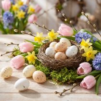 Prodotto Uova di Pasqua decorative con superficie screziata per composizioni primaverili, 3 cm, 24 pezzi
