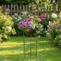 Prodotto Vasca per uccelli decorativa, fioriera con traliccio, look nostalgico, elegante elemento decorativo da giardino, 75 cm