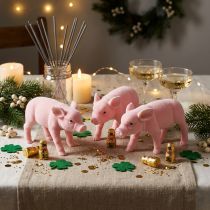Prodotto Lucky pig rosa floccato 20cm 3pz