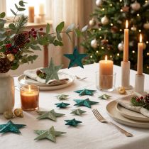 Prodotto Set stelle glitterate grucce decorative e decorazioni sparse smeraldo, verde chiaro 9 cm/5 cm 18 pezzi