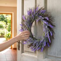 Prodotto Ghirlanda artificiale di lavanda per la primavera, decorazione per la porta, ghirlanda decorativa per l'ingresso, 60 cm