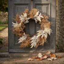 Prodotto Corona decorativa erba di pampa artificiale crema, ghirlanda porta marrone Ø60cm