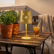 Prodotto Lampada da tavolo solare con delicato motivo floreale per balcone o terrazza, 28 cm