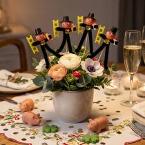 Prodotto Decorazione a forma di fiore spazzacamino, portafortuna di Capodanno, 17 cm, 24 pezzi