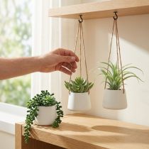 Prodotto Cestini sospesi piante grasse artificiali verdi assortiti 18 cm 3 pezzi
