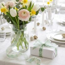 Prodotto Nastro Nastro decorativo in organza con foglie verdi 25 mm 18 m