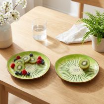Prodotto Piatti rotondi in ceramica con motivo kiwi, adatti per tavolo da pranzo o cucina, 16 cm, 2 pezzi