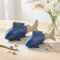 Prodotto Decorazione in ceramica a forma di pesce blu marittimo beige 20×8×8,5cm 2 pz