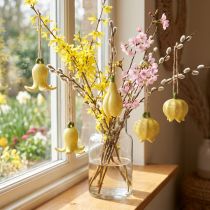 Prodotto Ciondoli a forma di fiore in ceramica, design allegro, motivo floreale, decorazione primaverile, 9 cm, 6 pezzi