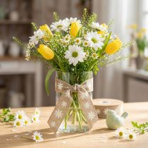 Prodotto Nastro regalo fiori nastro decorativo bianco marrone 15 mm 15 m