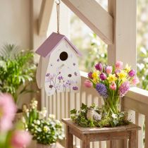 Prodotto Casetta per uccelli con motivo floreale primaverile, decorazione per balcone o appartamento, 21 cm